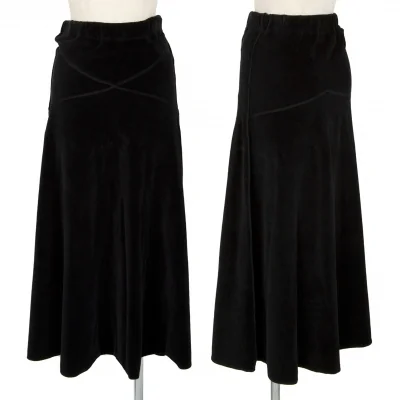 ソニアリキエルSONIA RYKIEL コットンナイロンベロアロングフレアスカート 黒