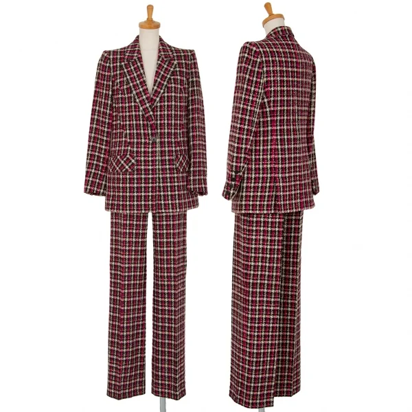 ソニアリキエルSONIA RYKIEL ツイードチェックパンツ 黒オフピンク38 K-103438_010