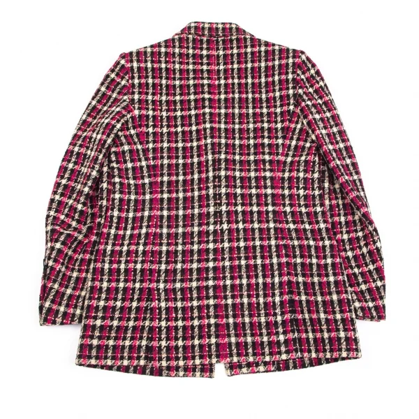 ソニアリキエルSONIA RYKIEL ウールナイロンツイードチェック1Bセットアップスーツ 黒オフピンク40・38 K-103439_010