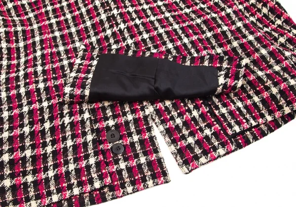 ソニアリキエルSONIA RYKIEL ウールナイロンツイードチェック1Bセットアップスーツ 黒オフピンク40・38 K-103439_011