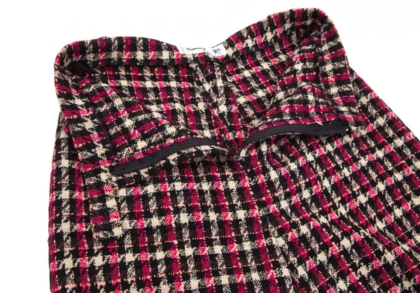 ソニアリキエルSONIA RYKIEL ウールナイロンツイードチェック1Bセットアップスーツ 黒オフピンク40・38 K-103439_016