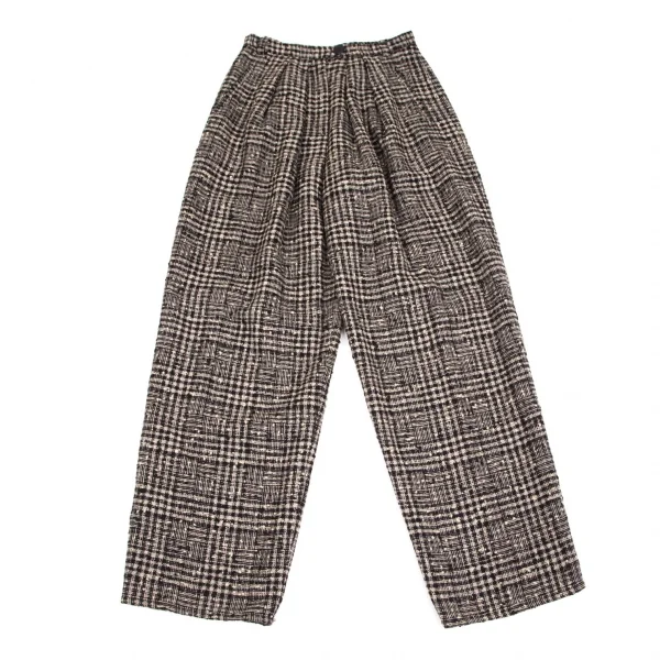 ソニアリキエルSONIA RYKIEL ウールナイロンツイードネップチェックパンツ 黒グレー38 K-103440_001