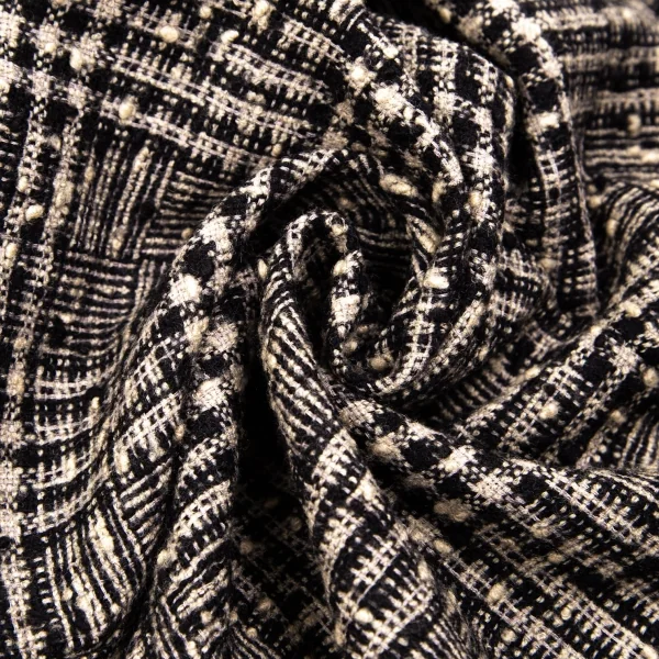 ソニアリキエルSONIA RYKIEL ウールナイロンツイードネップチェックパンツ 黒グレー38 K-103440_010
