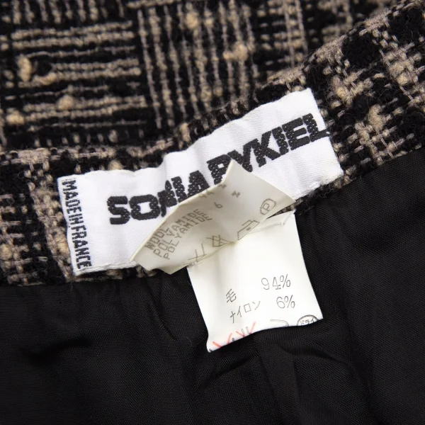 ソニアリキエルSONIA RYKIEL ウールナイロンツイードネップチェックパンツ 黒グレー38 K-103440_011