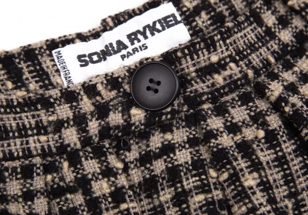 ソニアリキエルSONIA RYKIEL ウールナイロンツイードネップチェックパンツ 黒グレー38 K-103440_004