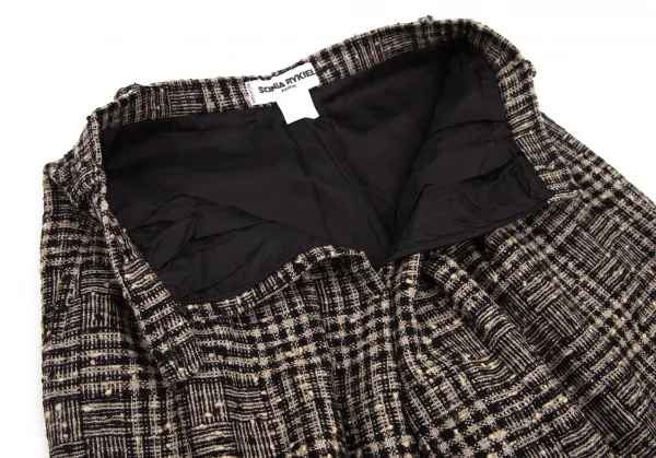 ソニアリキエルSONIA RYKIEL ウールナイロンツイードネップチェックパンツ 黒グレー38 K-103440_005