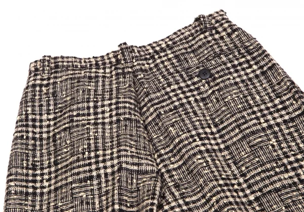 ソニアリキエルSONIA RYKIEL ウールナイロンツイードネップチェックパンツ 黒グレー38 K-103440_009