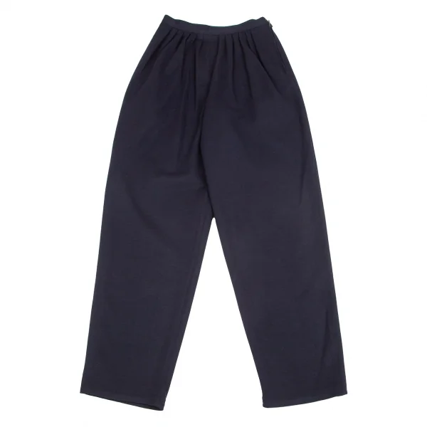 ソニアリキエルSONIA RYKIEL ウールロゴ金ボタンサイドジップテーパードパンツ 紺38 K-103443_001