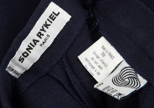 ソニアリキエルSONIA RYKIEL ウールロゴ金ボタンサイドジップテーパードパンツ 紺38 K-103443_011