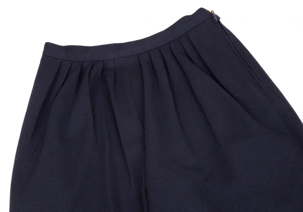 ソニアリキエルSONIA RYKIEL ウールロゴ金ボタンサイドジップテーパードパンツ 紺38 K-103443_002