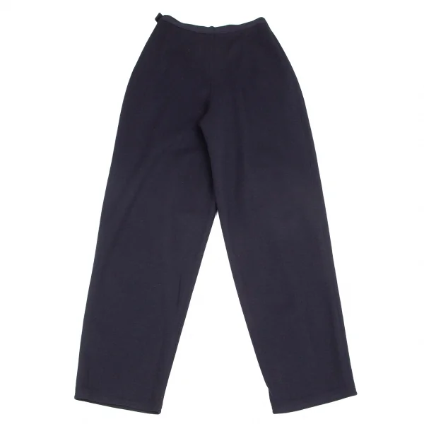 ソニアリキエルSONIA RYKIEL ウールロゴ金ボタンサイドジップテーパードパンツ 紺38 K-103443_008