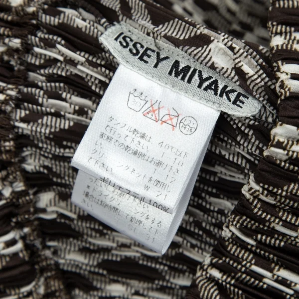 イッセイミヤケISSEY MIYAKE プリーツ切りっぱなしチェックスカート 茶オフL K-103454_012