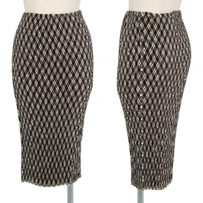 イッセイミヤケISSEY MIYAKE プリーツ切りっぱなしチェックスカート