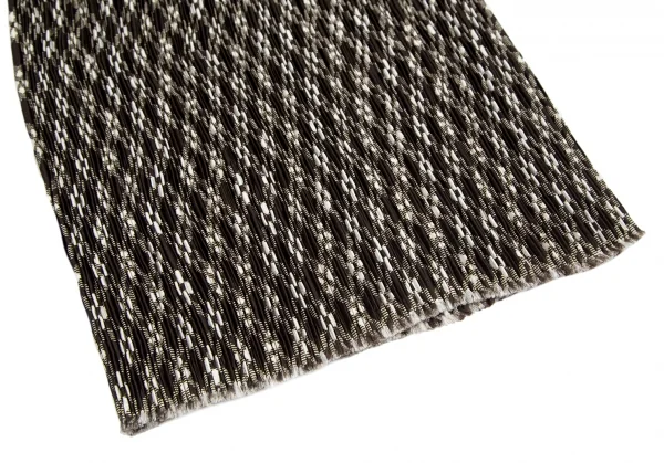 イッセイミヤケISSEY MIYAKE プリーツ切りっぱなしチェックスカート 茶オフL K-103454_004