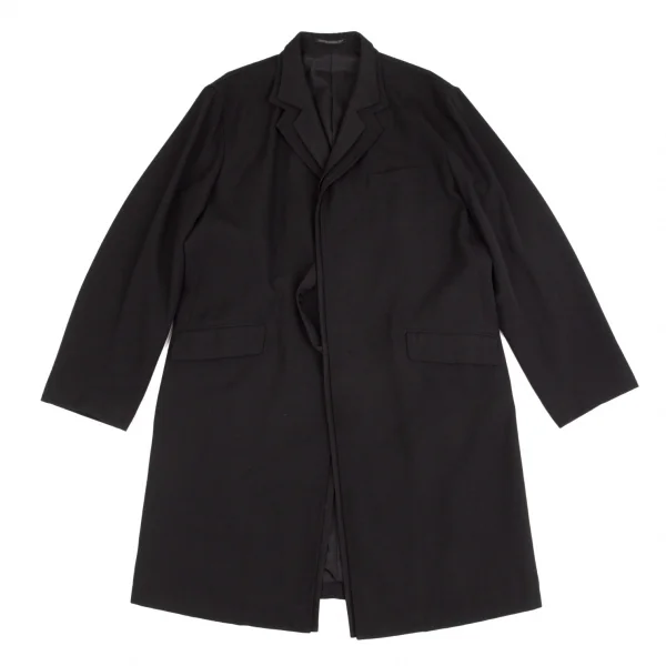 ヨウジヤマモト プールオムYohji Yamamoto POUR HOMME ウールギャバダブルラペルフライフロントコート 黒3 K-103485_001