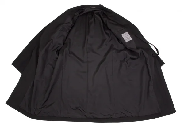 ヨウジヤマモト プールオムYohji Yamamoto POUR HOMME ウールギャバダブルラペルフライフロントコート 黒3 K-103485_011