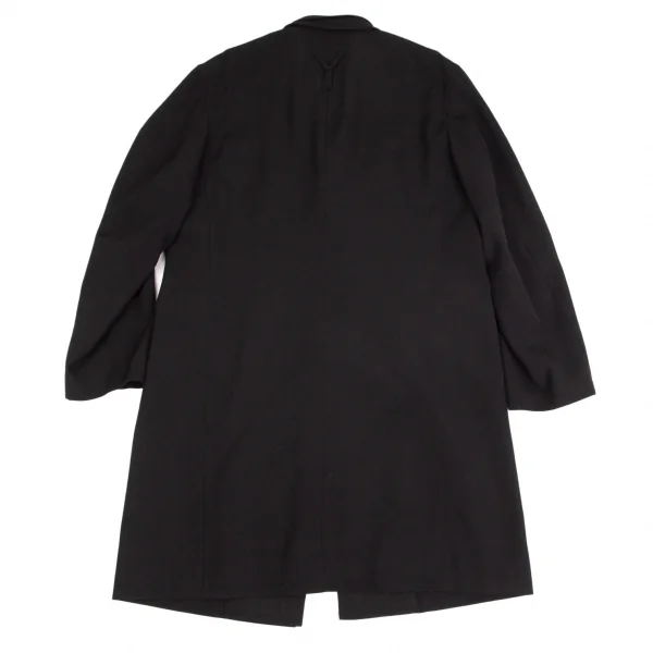 ヨウジヤマモト プールオムYohji Yamamoto POUR HOMME ウールギャバダブルラペルフライフロントコート 黒3 K-103485_012