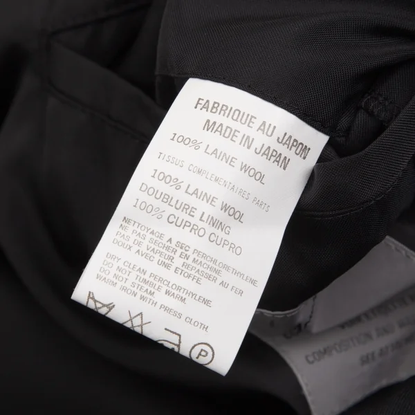 ヨウジヤマモト プールオムYohji Yamamoto POUR HOMME ウールギャバダブルラペルフライフロントコート 黒3 K-103485_015