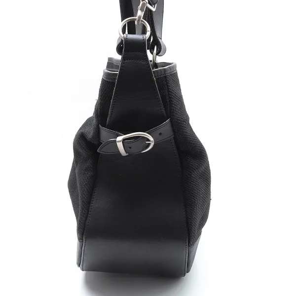 ヨウジヤマモト プールオムYohji Yamamoto POUR HOMME レザー切替リネンキャンバス2wayバッグ 黒 K-103500_003