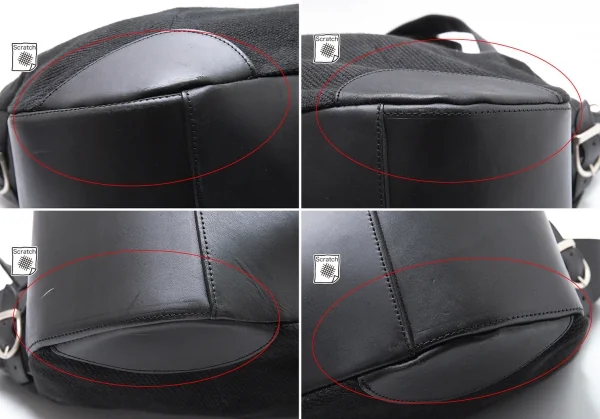 ヨウジヤマモト プールオムYohji Yamamoto POUR HOMME レザー切替リネンキャンバス2wayバッグ 黒 K-103500_009