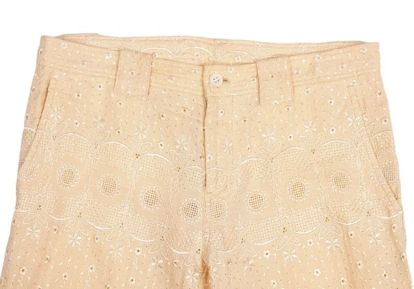 トリコ コムデギャルソンtricot COMME des GARCONS レース地クロップドリネンパンツ ベージュS K-103506_002