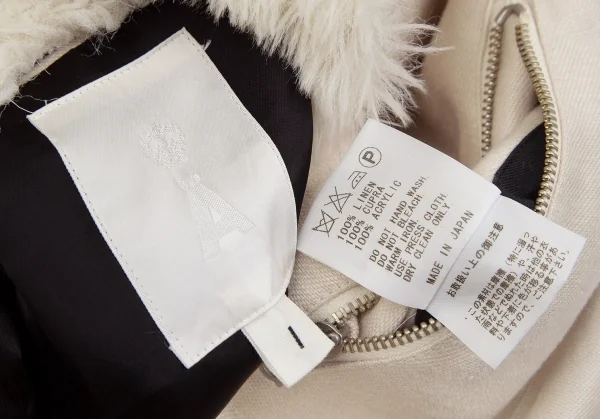 エイスA ファー切替リネン変形ライダースジャケット ベージュ1 K-103507_016