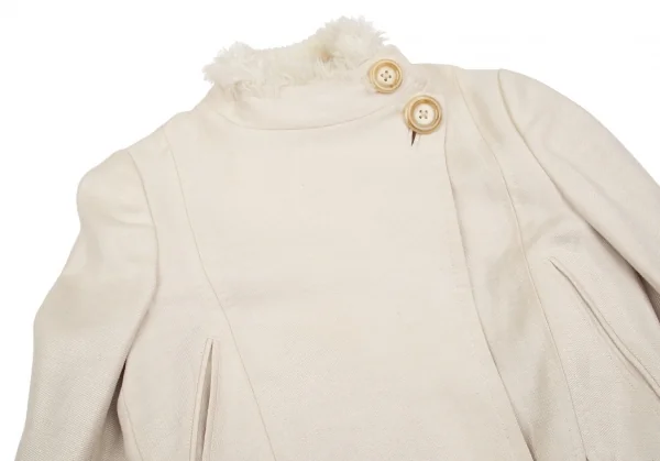 エイスA ファー切替リネン変形ライダースジャケット ベージュ1 K-103507_004