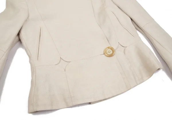 エイスA ファー切替リネン変形ライダースジャケット ベージュ1 K-103507_008