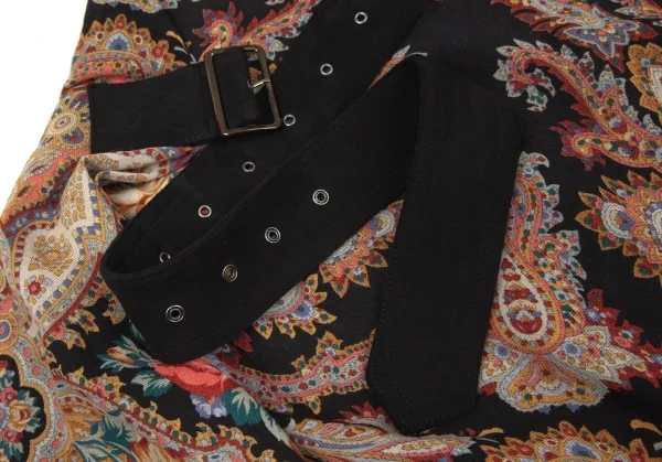 タケシコウサカバイ ワイズ ピンクレーベルTAKESHI KOSAKA by Y's Pink Label フラワープリントフリンジスカーフショール 黒マルチ2 K-103524_004