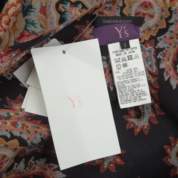 タケシコウサカバイ ワイズ ピンクレーベルTAKESHI KOSAKA by Y's Pink Label フラワープリントフリンジスカーフショール 黒マルチ2 K-103524_012
