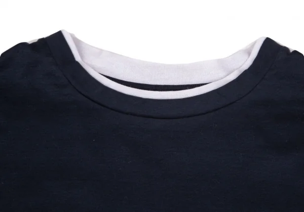 ルーチョバノッティLUCIO VANOTTI 衿二重デザイン半袖Tシャツ 紺白4 K-103536_002