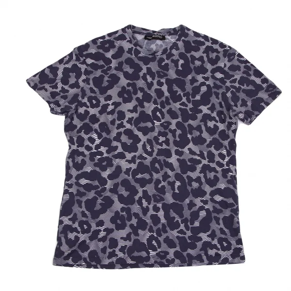 ニールバレットNeil Barrett ボーダーレオパード半袖Tシャツ 紫白M K-103537_001