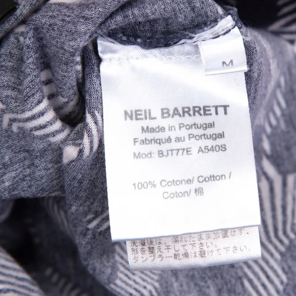 ニールバレットNeil Barrett ボーダーレオパード半袖Tシャツ 紫白M K-103537_010