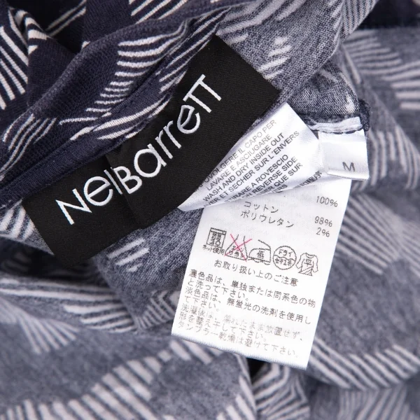 ニールバレットNeil Barrett ボーダーレオパード半袖Tシャツ 紫白M K-103537_011