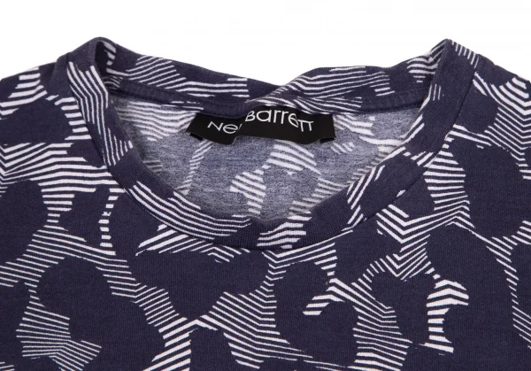 ニールバレットNeil Barrett ボーダーレオパード半袖Tシャツ 紫白M K-103537_002