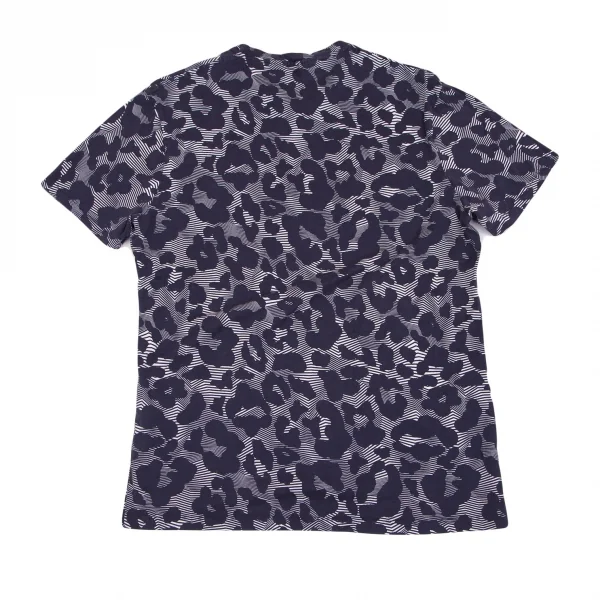 ニールバレットNeil Barrett ボーダーレオパード半袖Tシャツ 紫白M K-103537_007