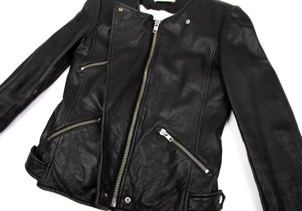 イザベルマランエトワールISABEL MARANT ETOILE レザーノーカラーライダースジャケット 黒38 K-103544_011