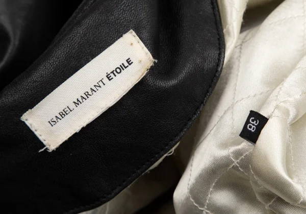 イザベルマランエトワールISABEL MARANT ETOILE レザーノーカラーライダースジャケット 黒38 K-103544_019