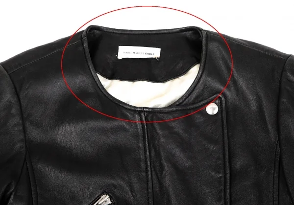 イザベルマランエトワールISABEL MARANT ETOILE レザーノーカラーライダースジャケット 黒38 K-103544_003