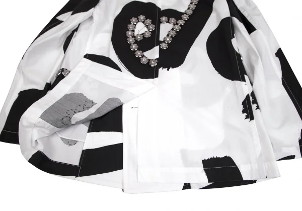 コムデギャルソン オムプリュスCOMME des GARCONS HOMME PLUS スナップボタン装飾プリントコットンPコート 白黒M K-103553_016