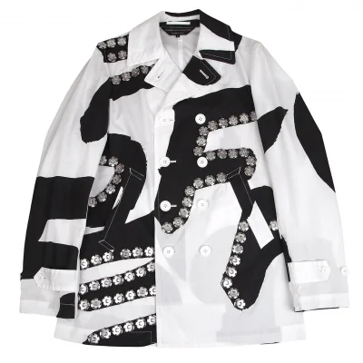 コムデギャルソン オムプリュスCOMME des GARCONS HOMME PLUS スナップボタン装飾プリントコットンPコート