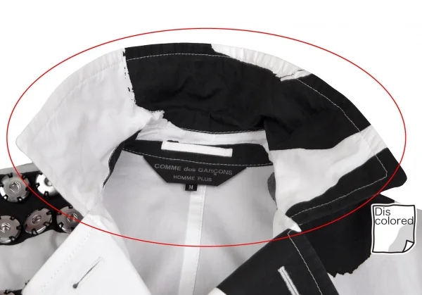 コムデギャルソン オムプリュスCOMME des GARCONS HOMME PLUS スナップボタン装飾プリントコットンPコート 白黒M K-103553_003