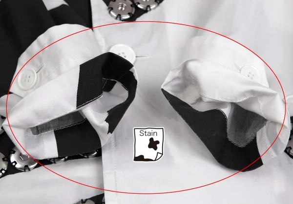 コムデギャルソン オムプリュスCOMME des GARCONS HOMME PLUS スナップボタン装飾プリントコットンPコート 白黒M K-103553_007