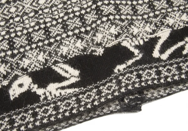 ヨウジヤマモト プールオムYohji Yamamoto POUR HOMME ジャガードフーディカーディガン 黒白2 K-103562_012