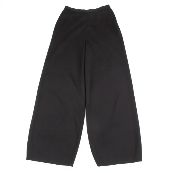 ソニアリキエルSONIA RYKIEL ウールロゴ金ボタンサイドジップワイドパンツ 黒40 K-103580_001