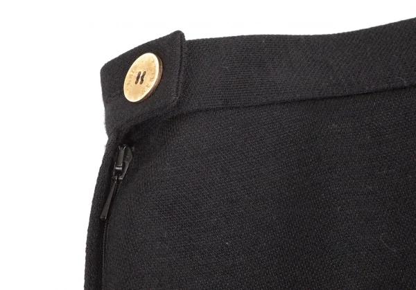 ソニアリキエルSONIA RYKIEL ウールロゴ金ボタンサイドジップワイドパンツ 黒40 K-103580_011