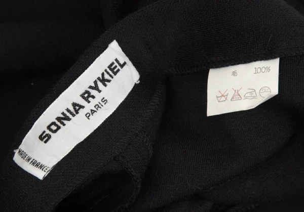 ソニアリキエルSONIA RYKIEL ウールロゴ金ボタンサイドジップワイドパンツ 黒40 K-103580_014