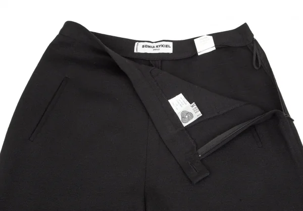 ソニアリキエルSONIA RYKIEL ウールロゴ金ボタンサイドジップワイドパンツ 黒40 K-103580_003