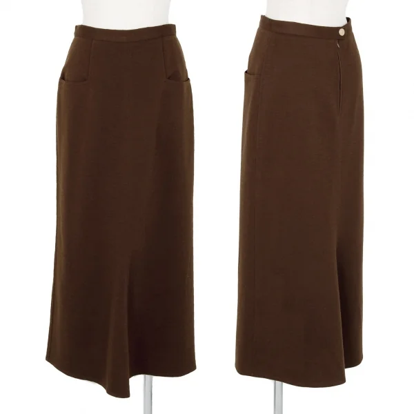 ソニアリキエルSONIA RYKIEL ウールバックジップスカート 茶40 K-103583_001