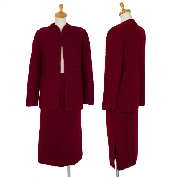 ヴァレンチノVALENTINO GARAVANI ウールノーカラーボタンレスニットセットアップ エンジ42 K-103592_001